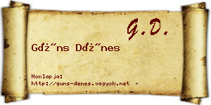 Güns Dénes névjegykártya